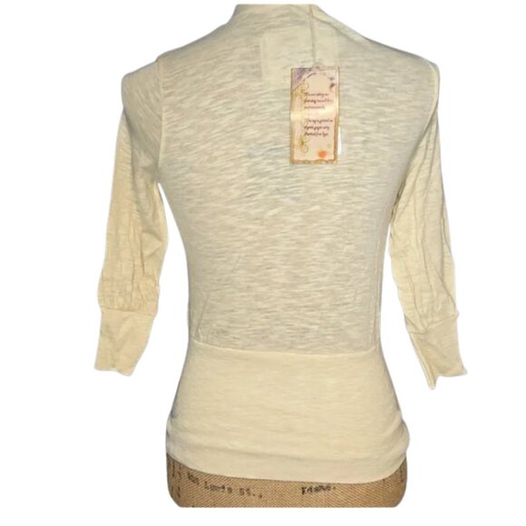 NWT Nordstrom Poof cream lightweight cardigan with black contrast Small - Picture 4 of 5